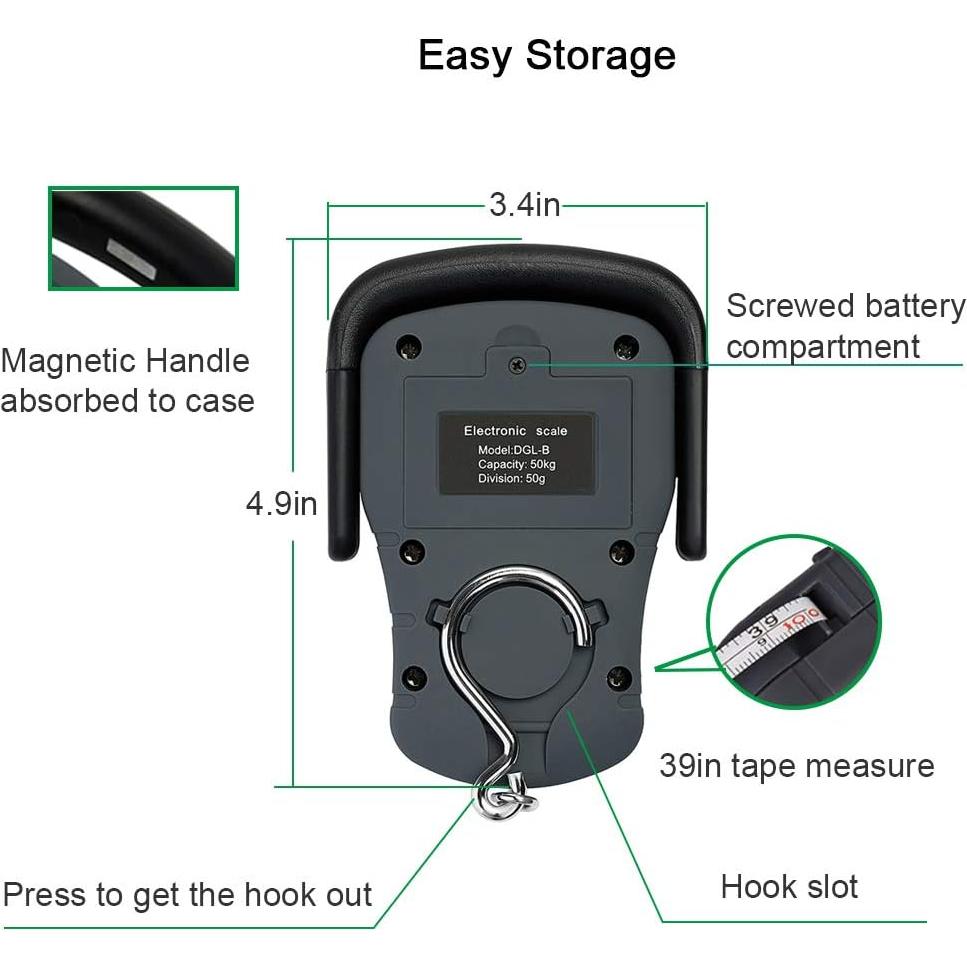 Báscula de Equipaje Digital KINGON 50kg con Pantalla Retroiluminada