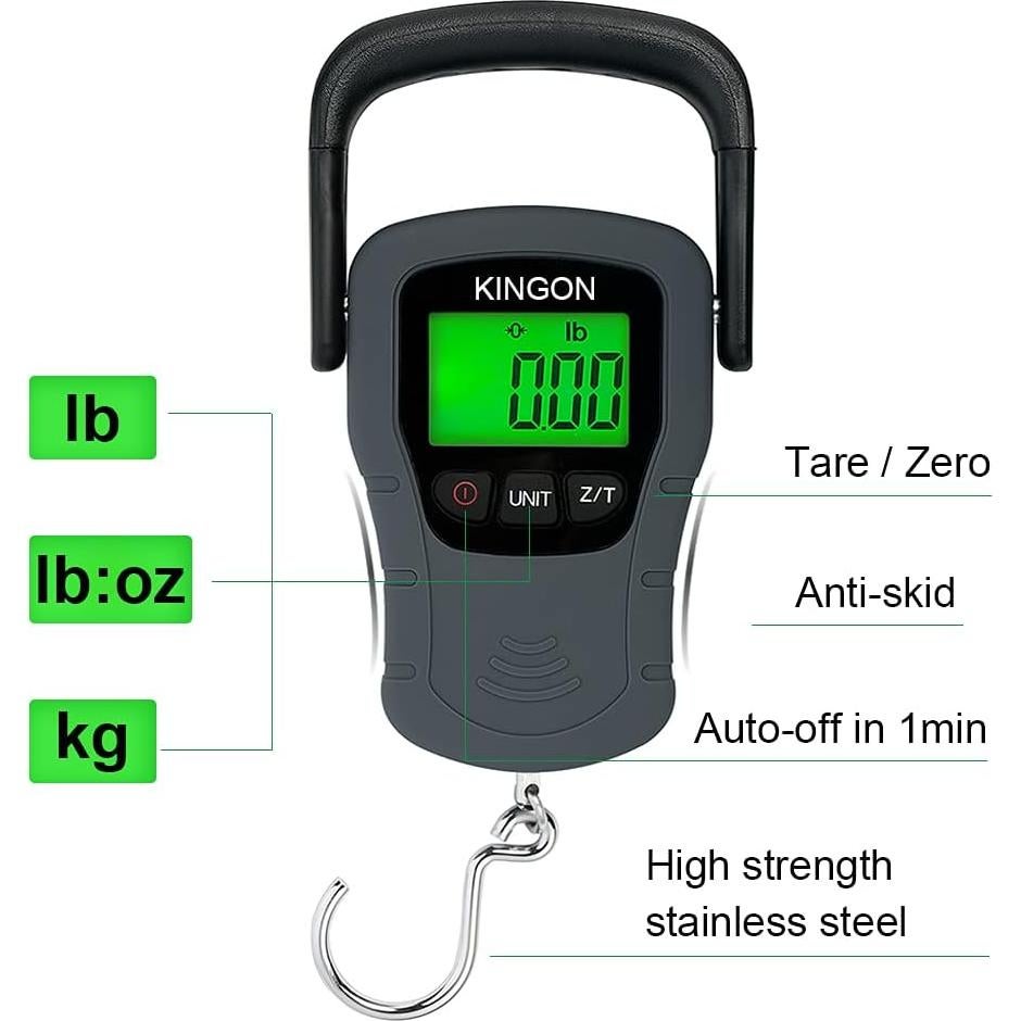 Báscula de Equipaje Digital KINGON 50kg con Pantalla Retroiluminada