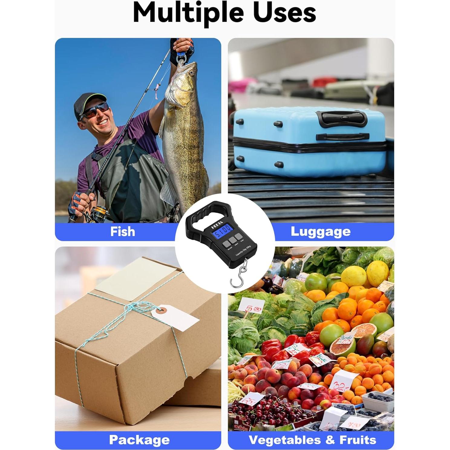 Balanza Digital Portátil HEETA 50kg con Pantalla LCD Retroiluminada