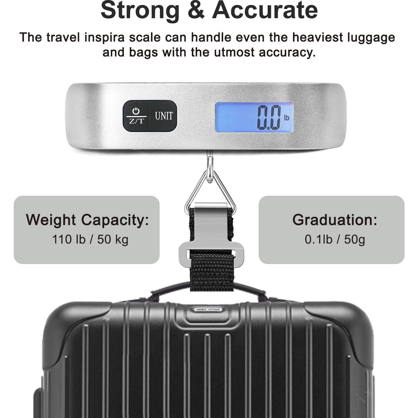 Escala Digital de Equipaje Travel Inspira 50 kg Plata 2 Pcs