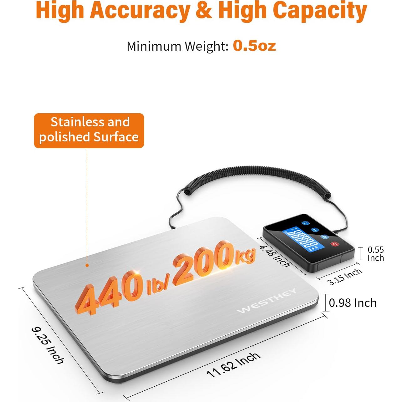 Báscula Digital de Peso WESTHEY 200kg Alta Precisión