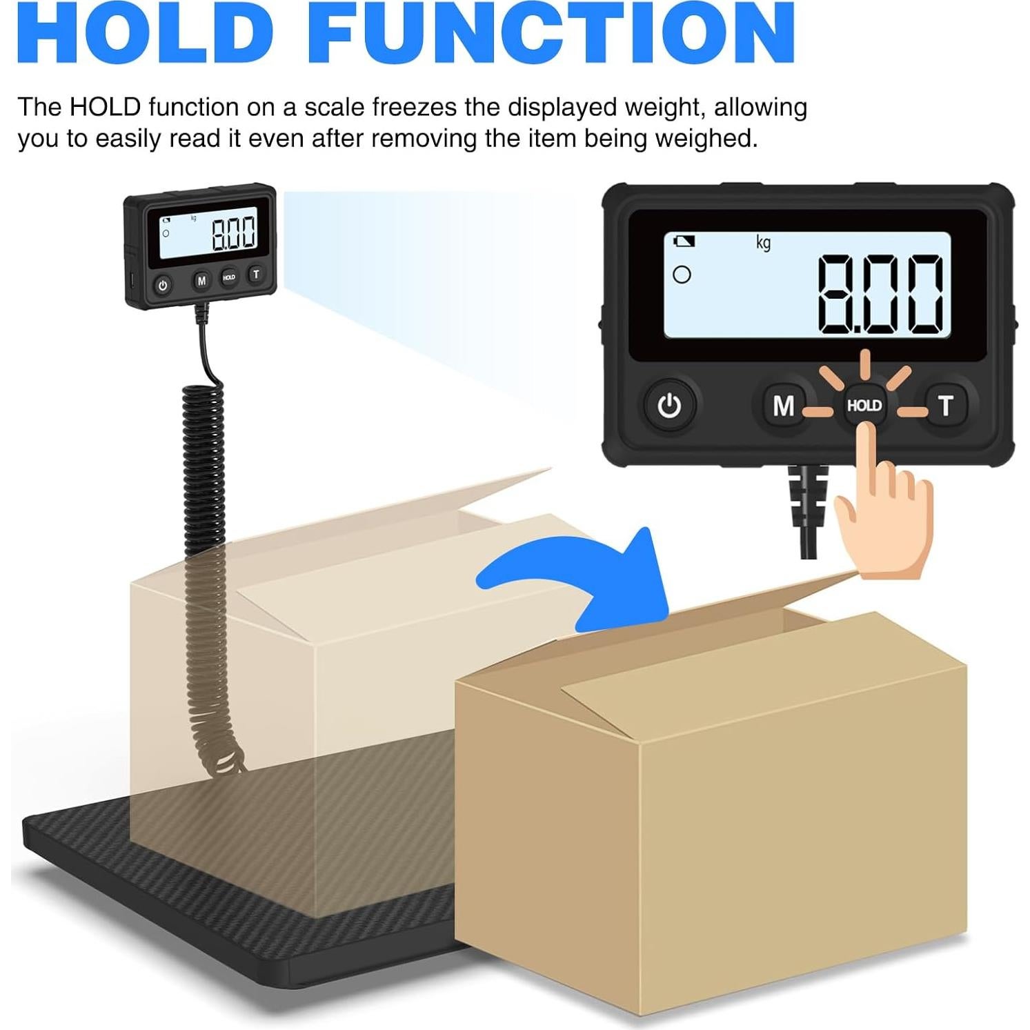 Báscula Digital de Envío MAXUS 199.58kg/10g con Tara y Retención