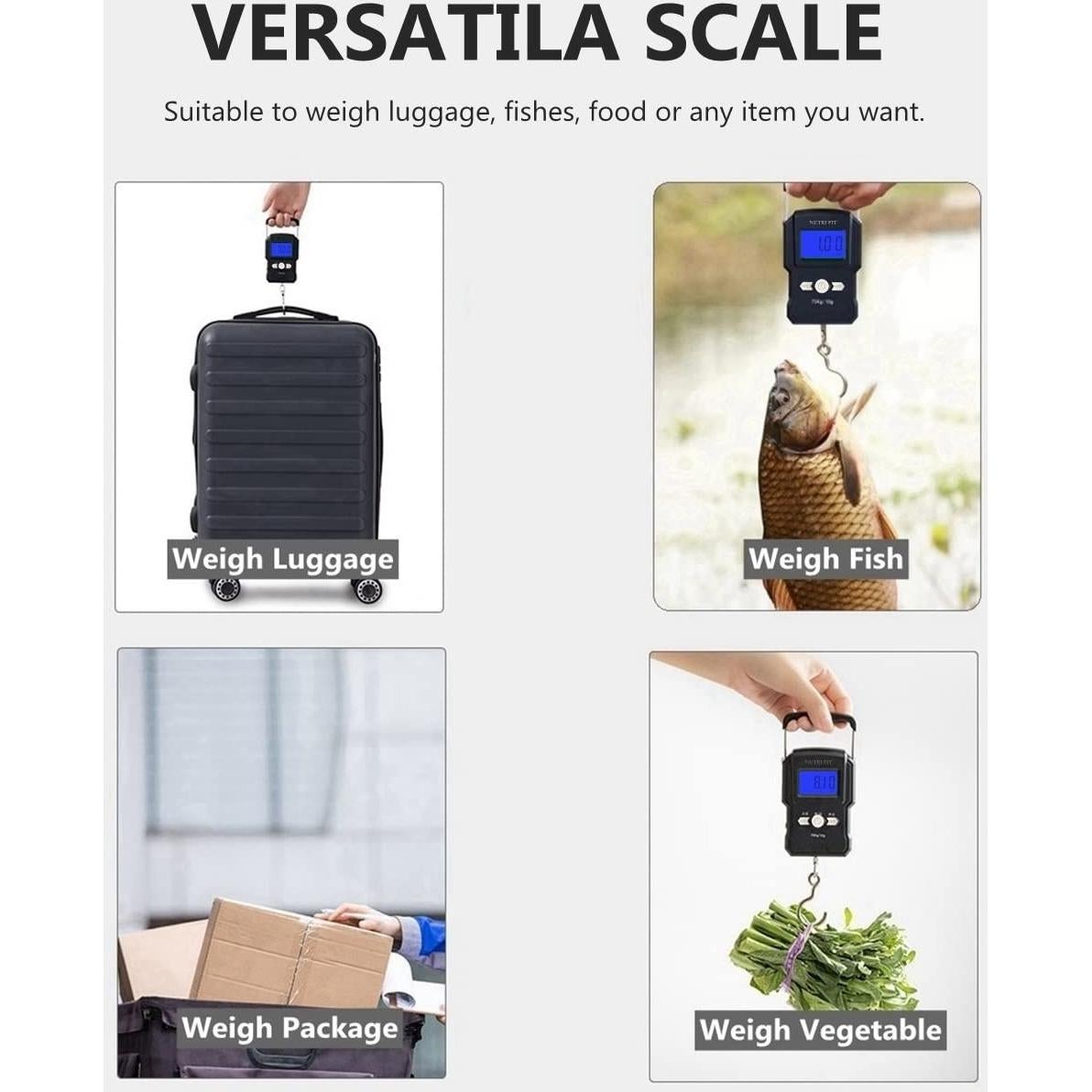 Balanza Digital de Equipaje NUTRI FIT 50kg con Gancho