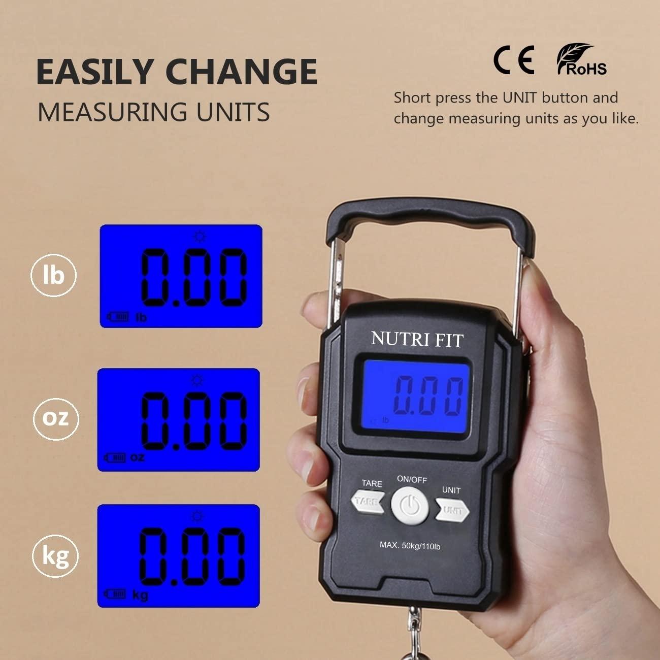 Balanza Digital de Equipaje NUTRI FIT 50kg con Gancho