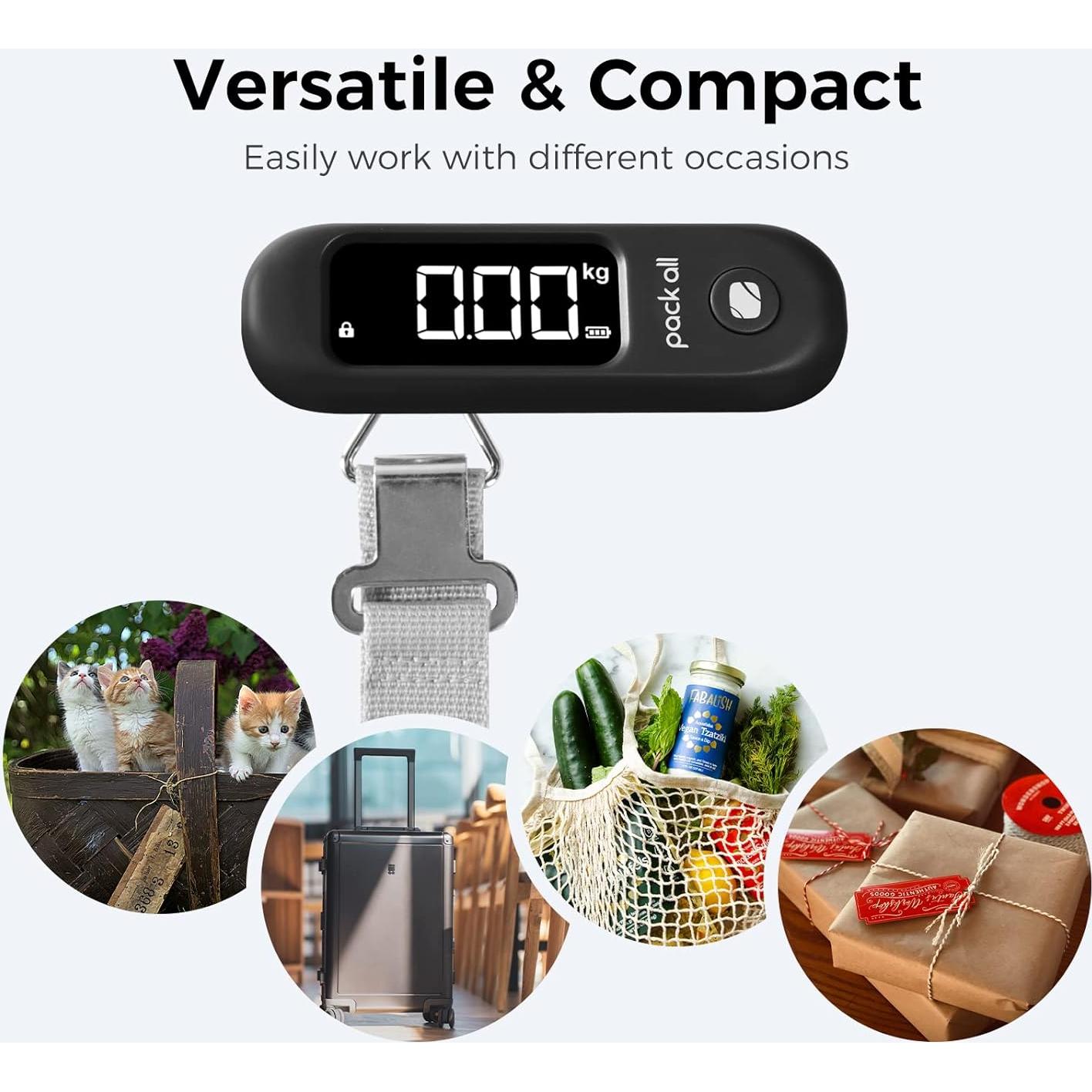 Balanza de Equipaje Digital Pack All 50 kg Pantalla LCD Negra