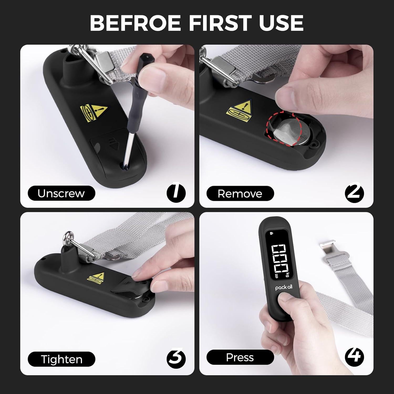 Balanza de Equipaje Digital Pack All 50 kg Pantalla LCD Negra