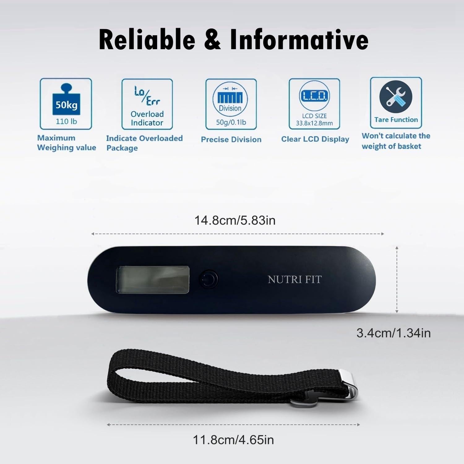 Balanza de Equipaje Digital NUTRI FIT 50kg Pantalla LCD