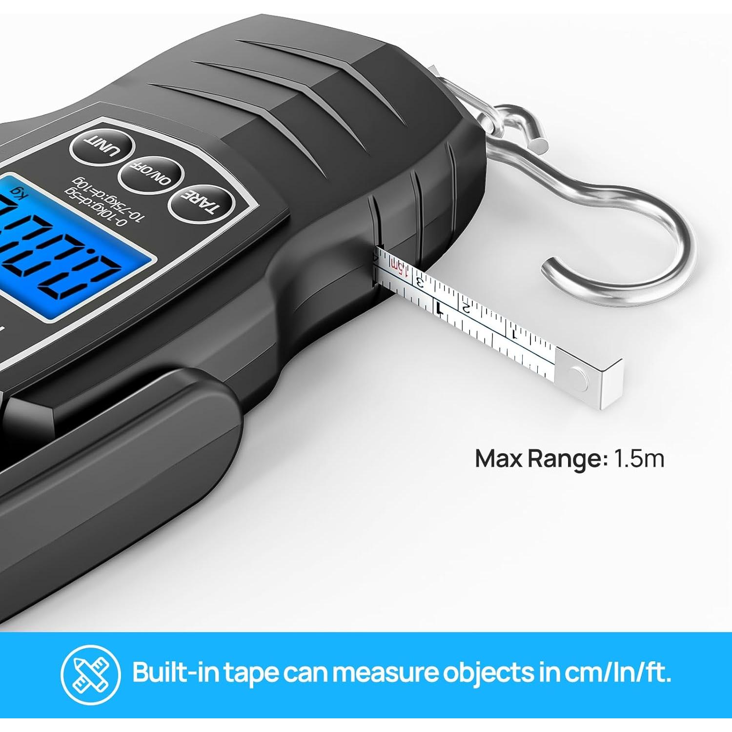 Balanza Digital de Equipaje Meilen 75Kg con Cinta Métrica 1.5m
