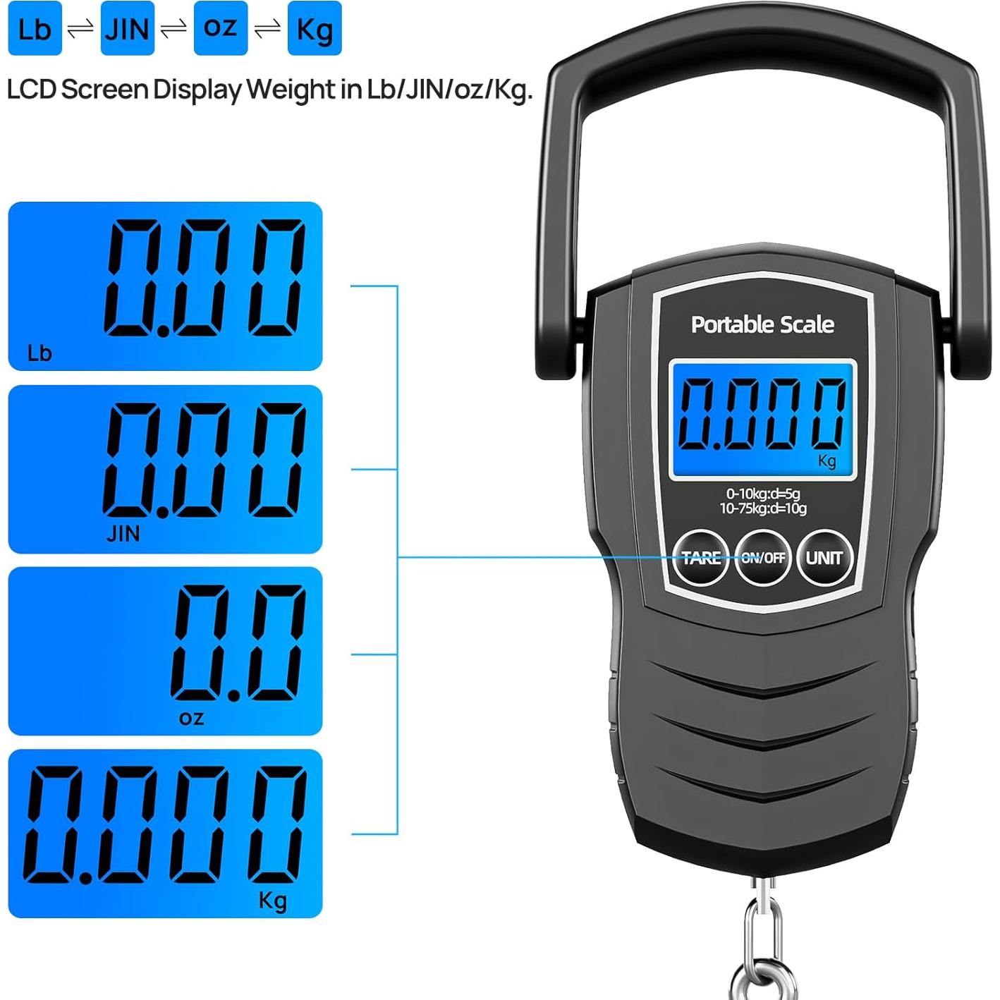Balanza Digital de Equipaje Meilen 75Kg con Cinta Métrica 1.5m