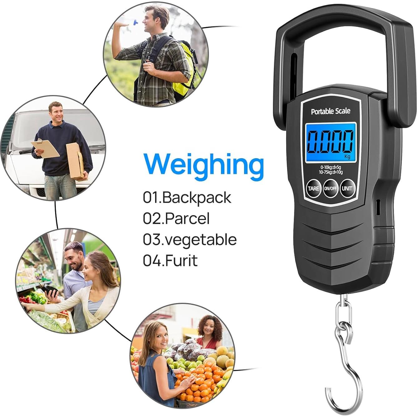 Balanza Digital de Equipaje Meilen 75Kg con Cinta Métrica 1.5m