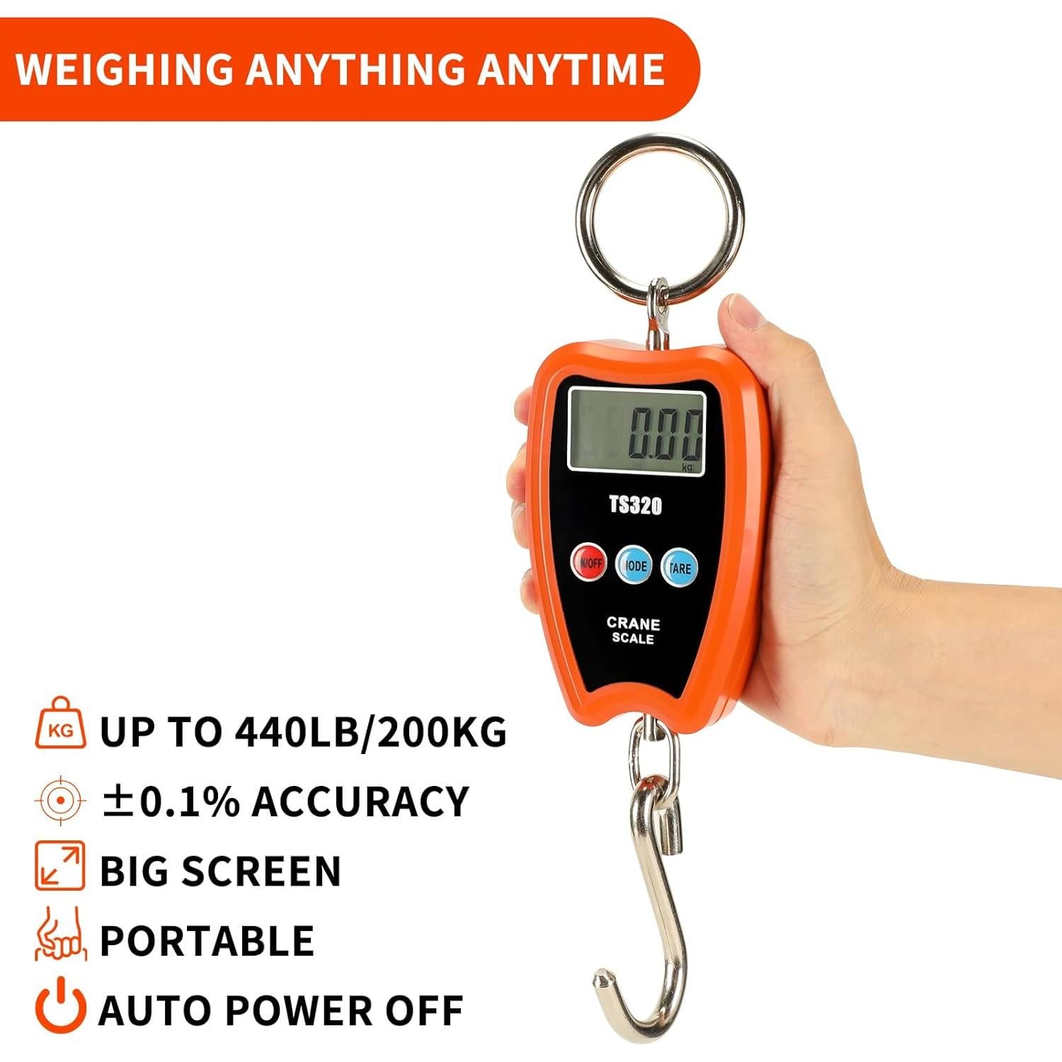 Báscula Digital de Grúa 200kg Outmate con Pantalla LED