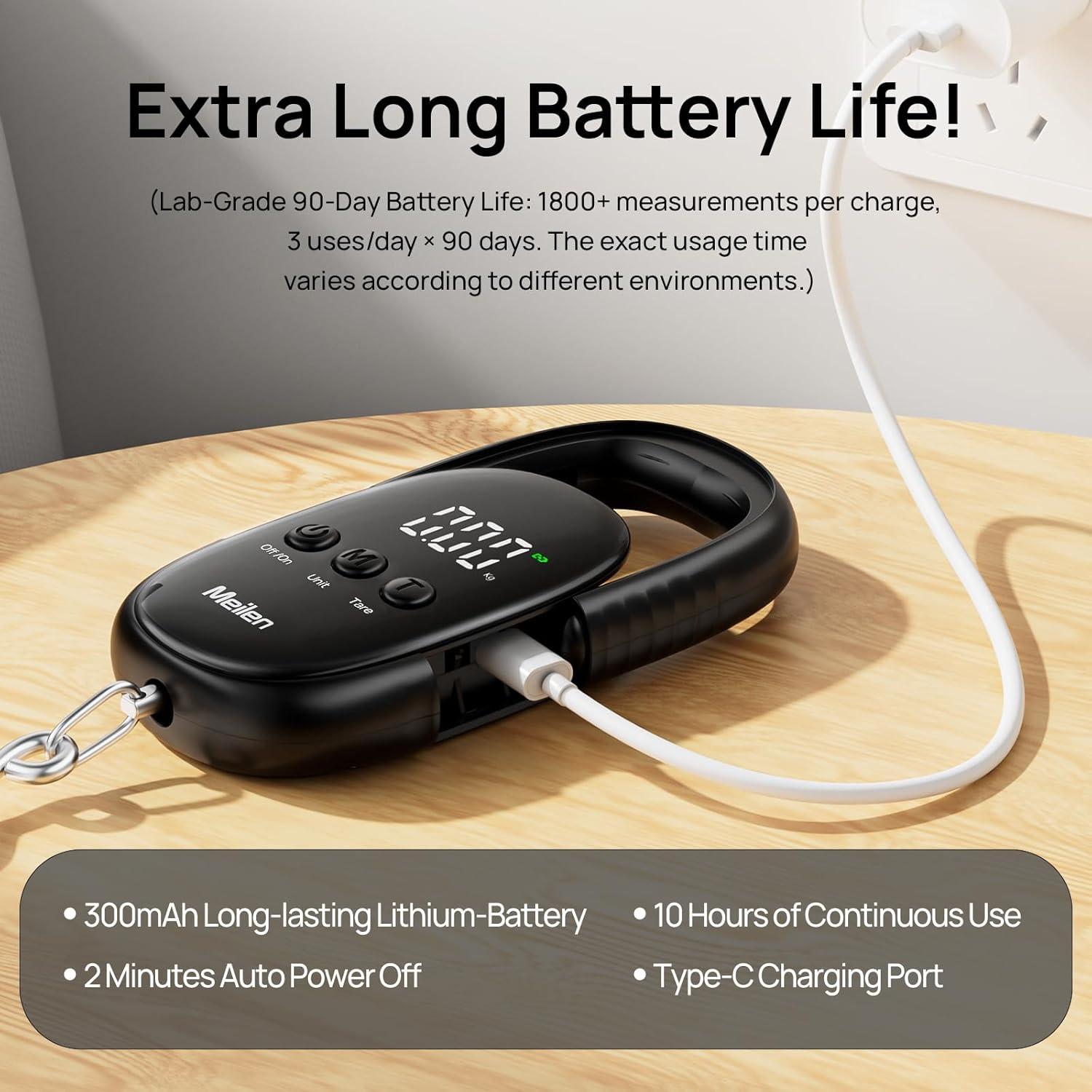 Báscula Digital de Equipaje Meilen 50kg Pantalla LED Carga Tipo-C