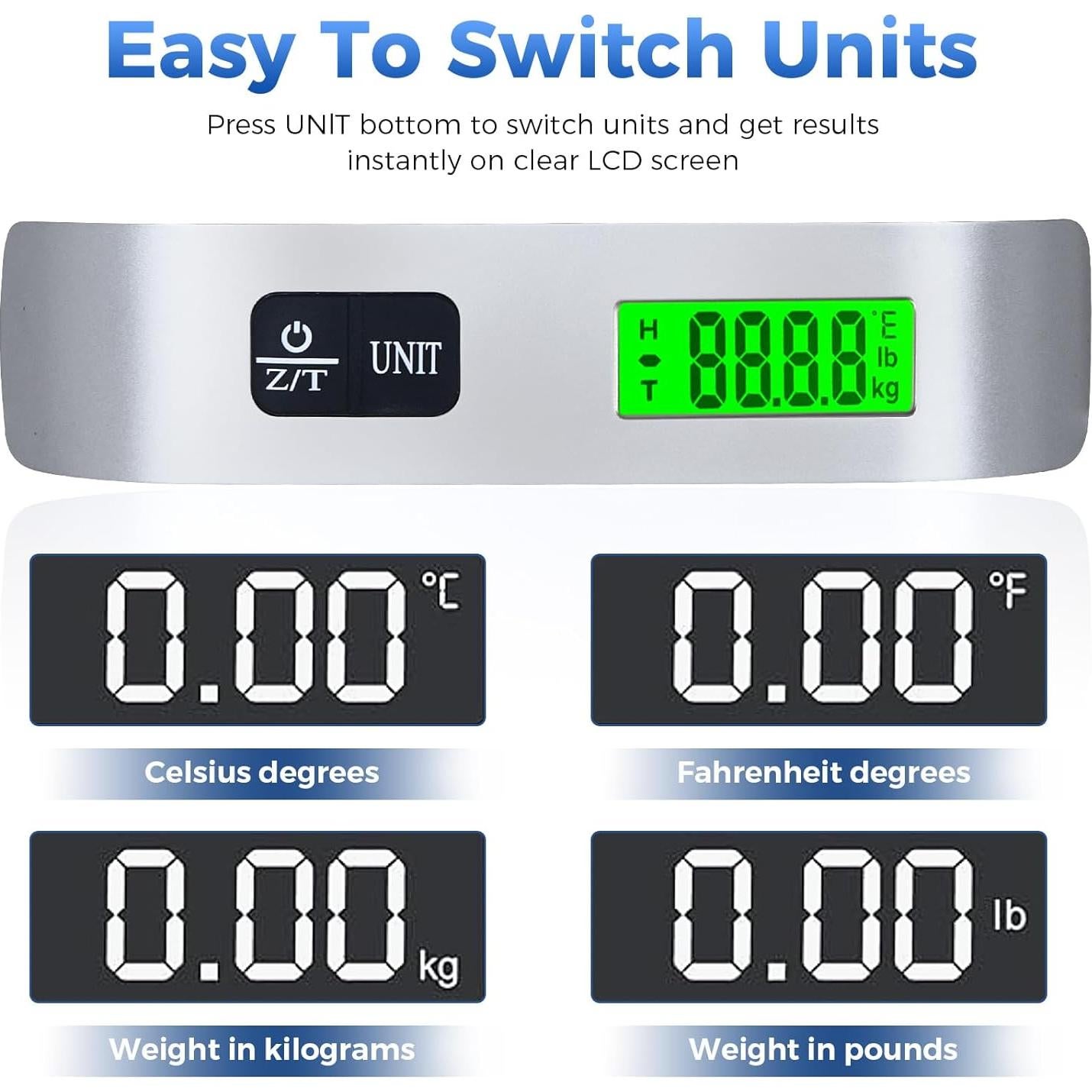 Báscula de Equipaje Digital WGGE 50kg Pantalla LCD Retroiluminada