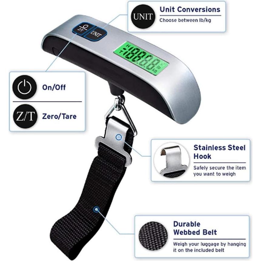 Báscula de Equipaje Yakguizz 49.9 kg Compacta y Ligera