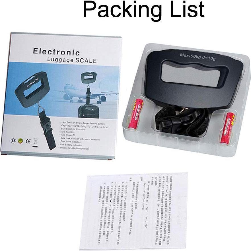 Báscula Digital de Equipaje YAGSUW 50kg Negra Portátil