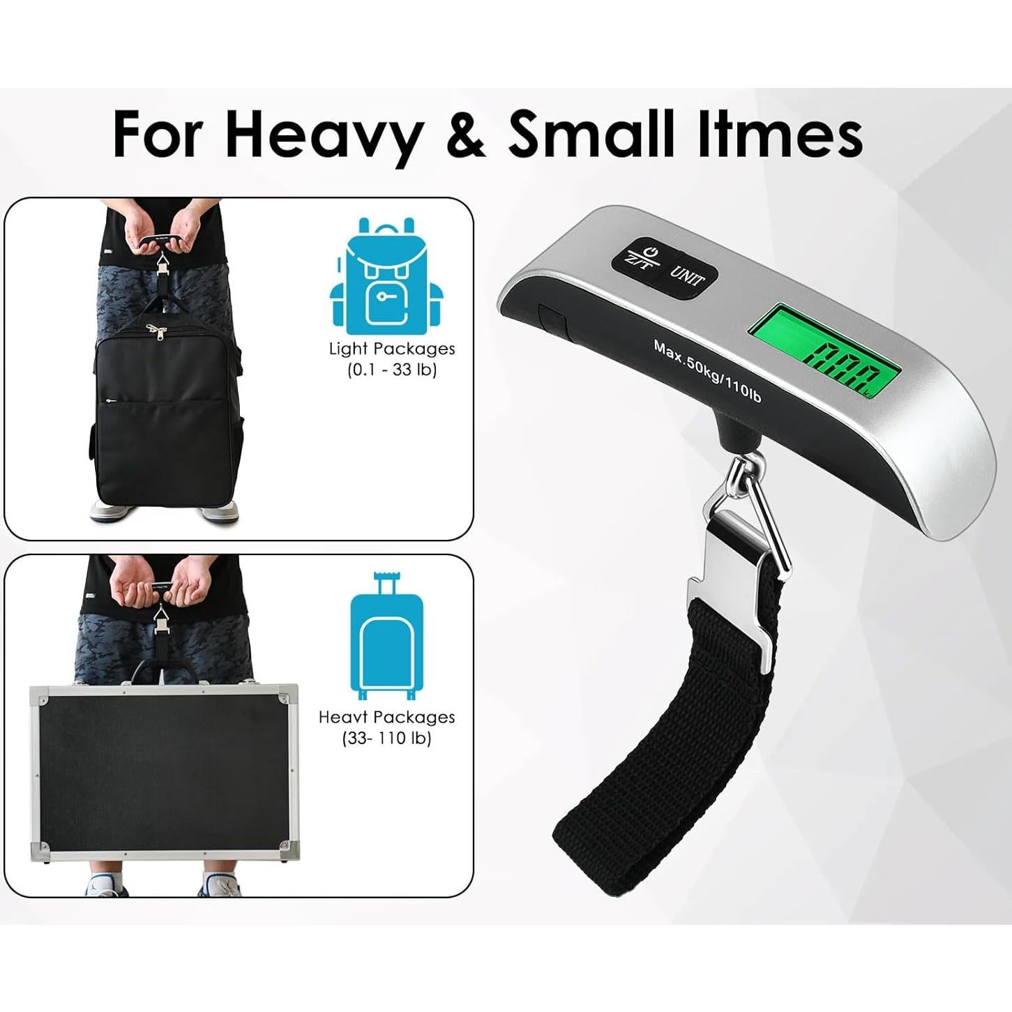 Báscula Digital de Equipaje YCConcept 50 kg con Sensor de Temperatura