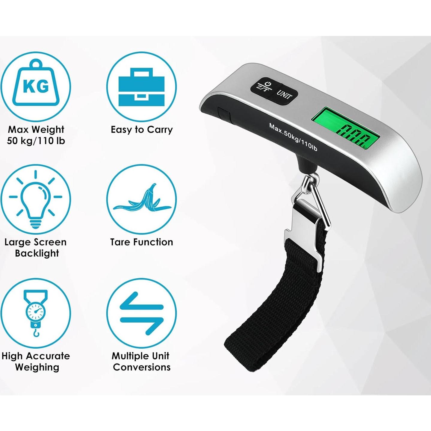 Báscula Digital de Equipaje YCConcept 50 kg con Sensor de Temperatura