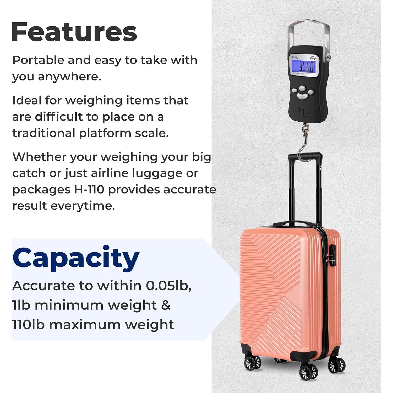 Escala Digital de Equipaje AWS 50kg - Cinta Métrica y Pantalla LCD