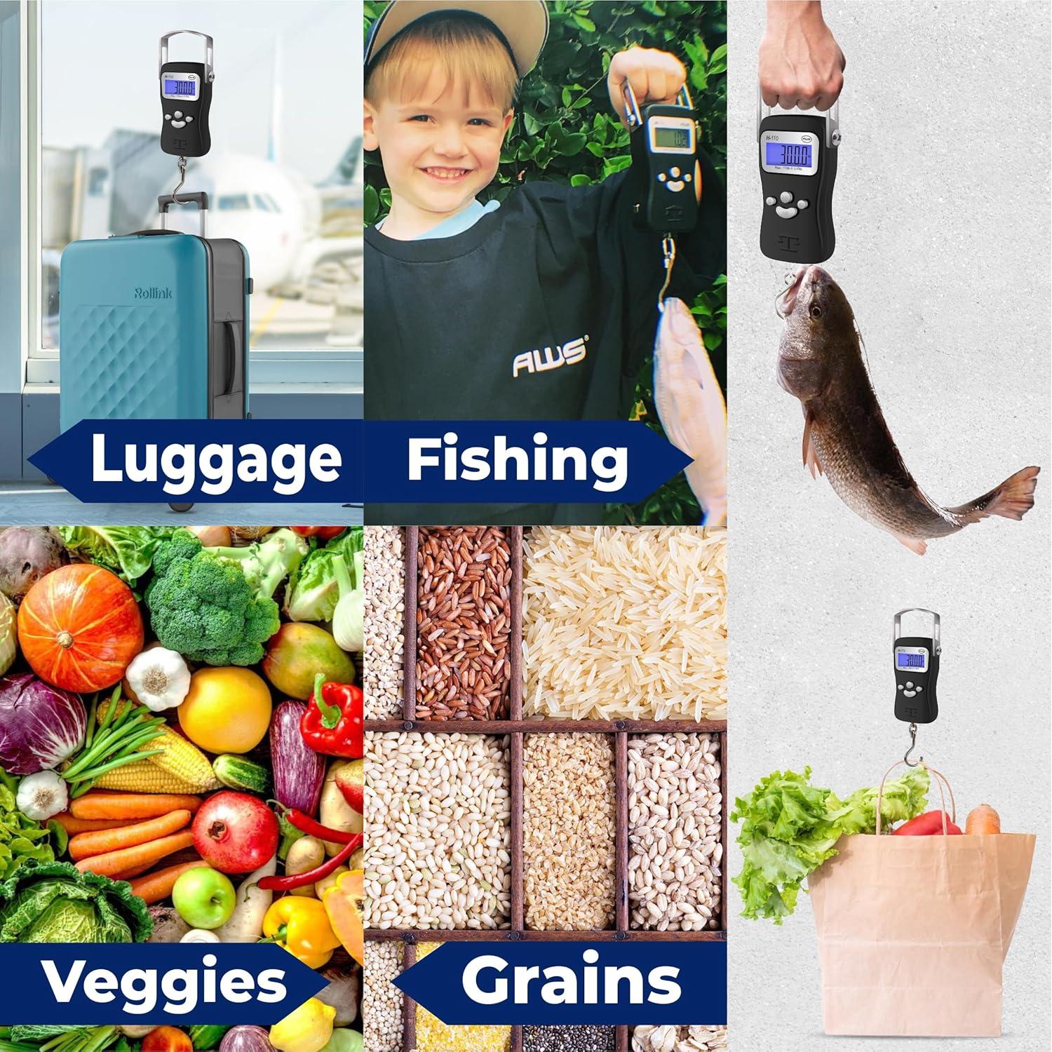 Escala Digital de Equipaje AWS 50kg - Cinta Métrica y Pantalla LCD