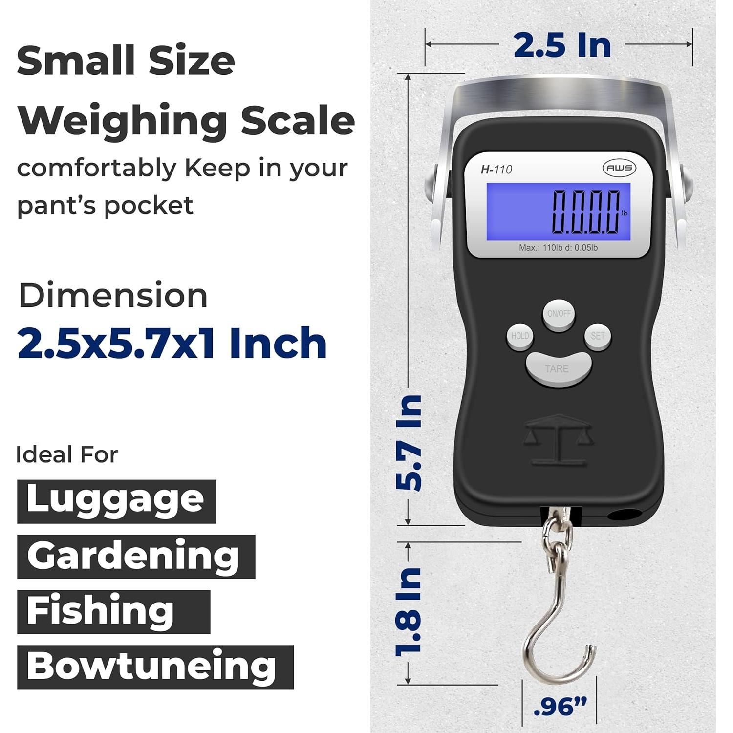 Escala Digital de Equipaje AWS 50kg - Cinta Métrica y Pantalla LCD