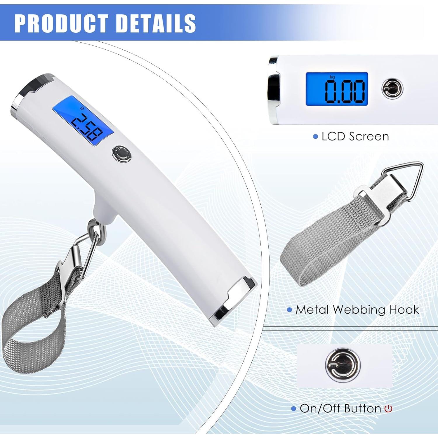 Báscula de Equipaje Digital VOPOCO 50kg Pantalla LCD Retroiluminada