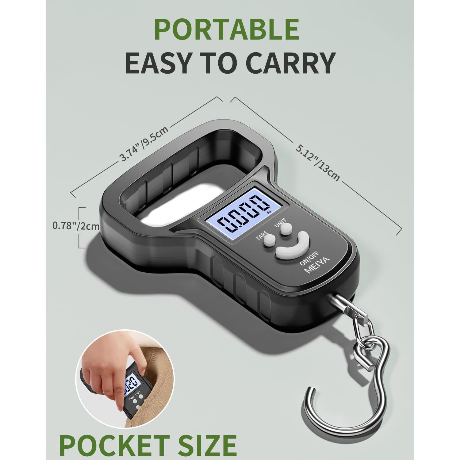 Balanza de Pesca Digital Kaifeng M01-01, 49.9 kg, USB-C, Negro