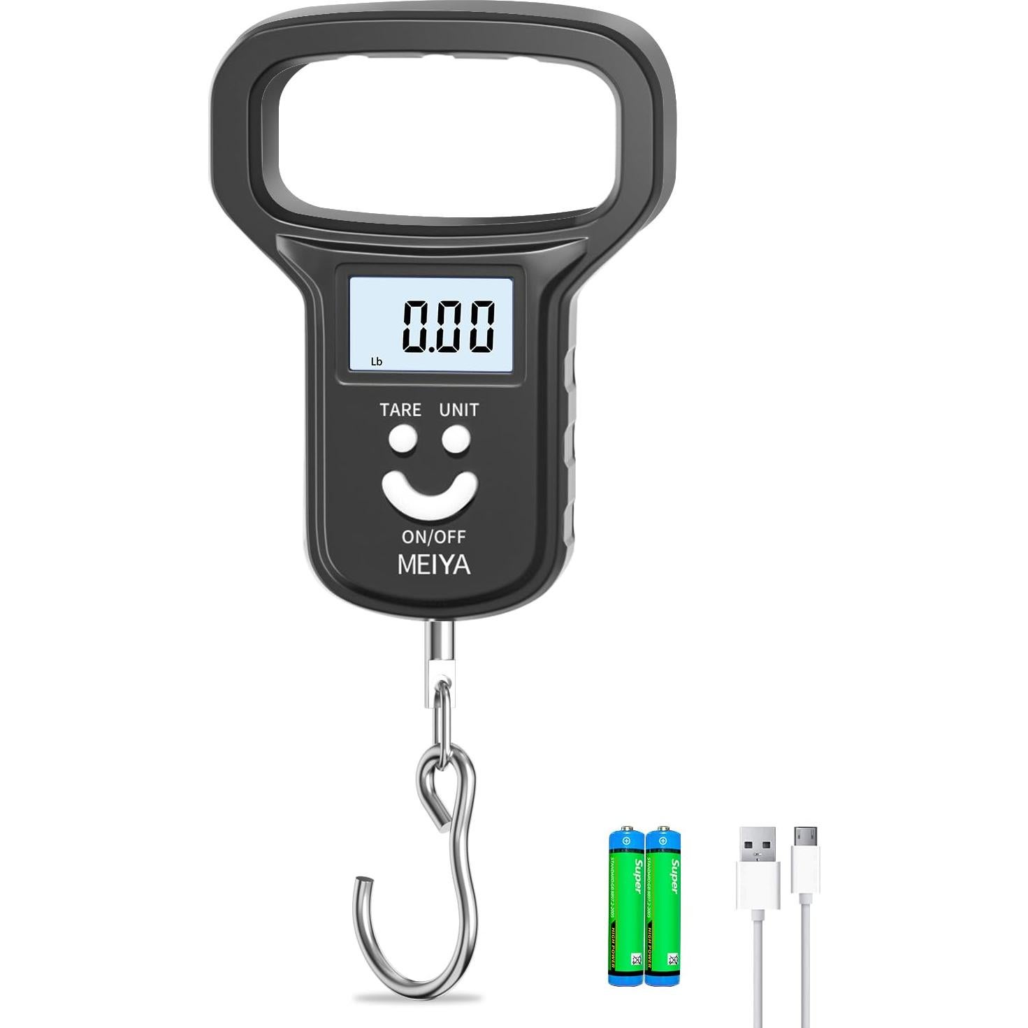 Balanza de Pesca Digital Kaifeng M01-01, 49.9 kg, USB-C, Negro