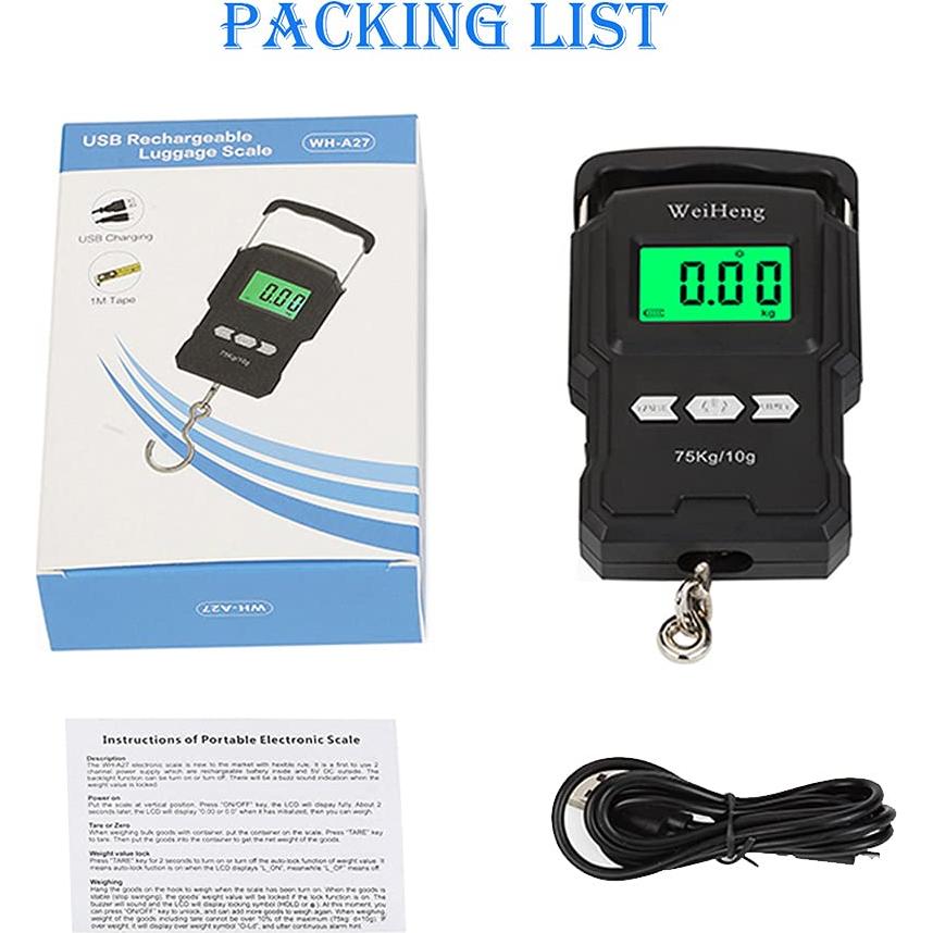 Báscula de Equipaje Digital YYGJ A27 75kg con Cinta Métrica