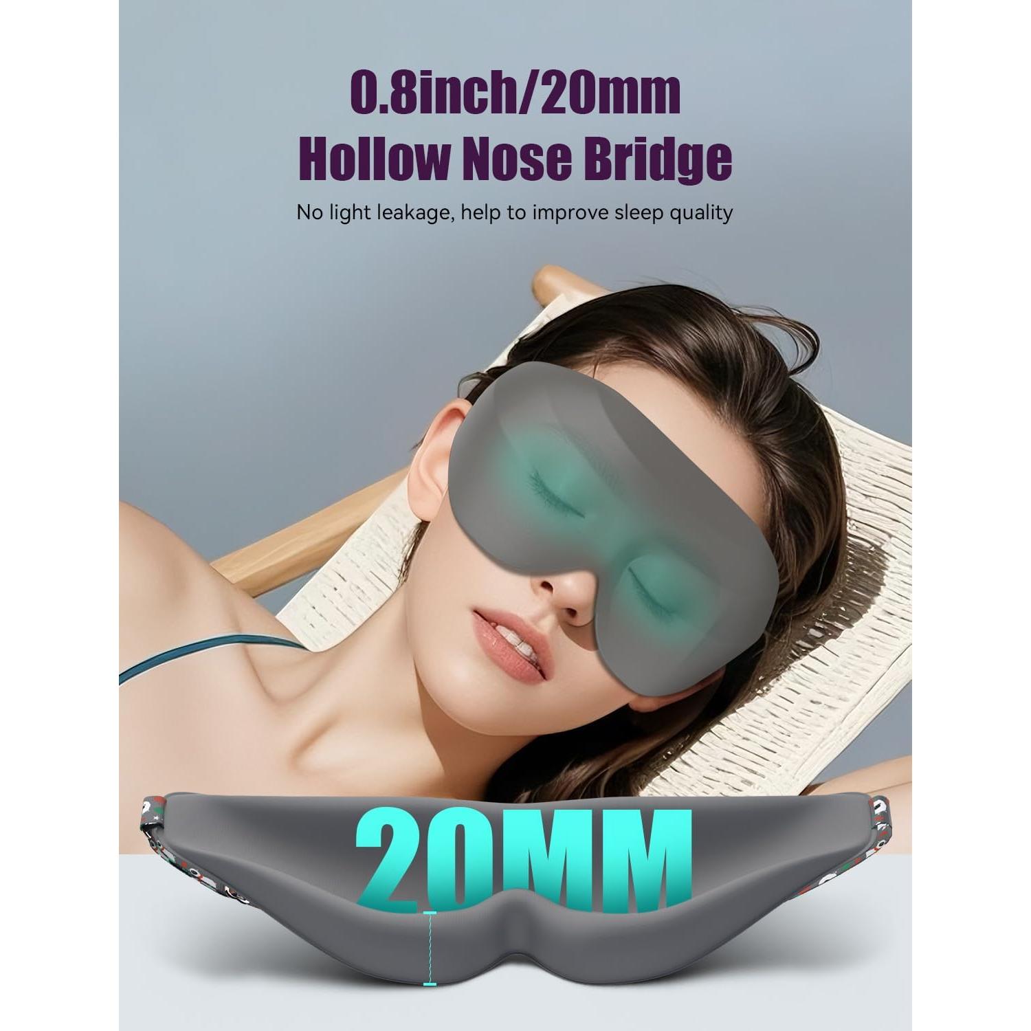 Máscara de Sueño EVA BELLE 3D Bloqueo de Luz Ajustable Gris