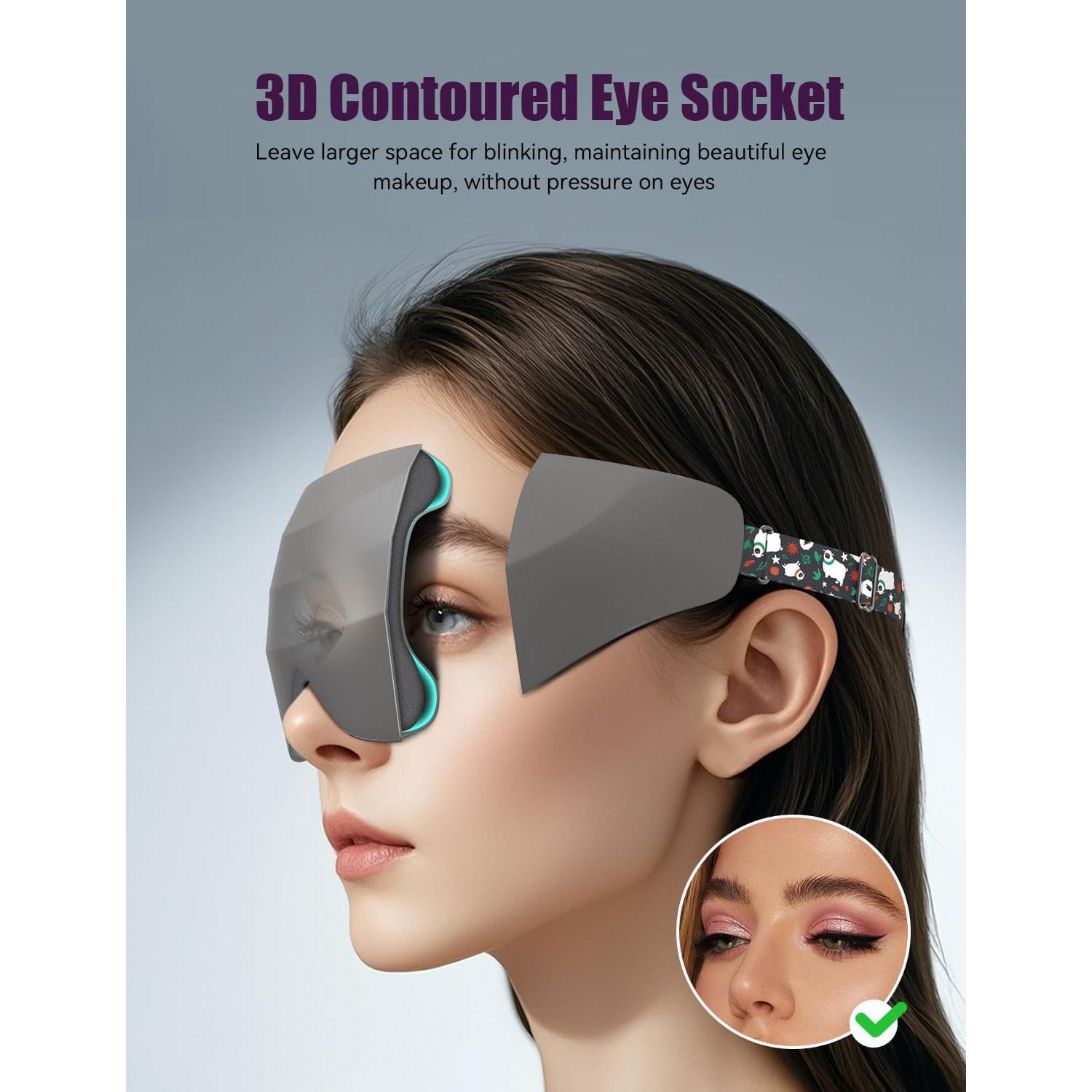 Máscara de Sueño EVA BELLE 3D Bloqueo de Luz Ajustable Gris