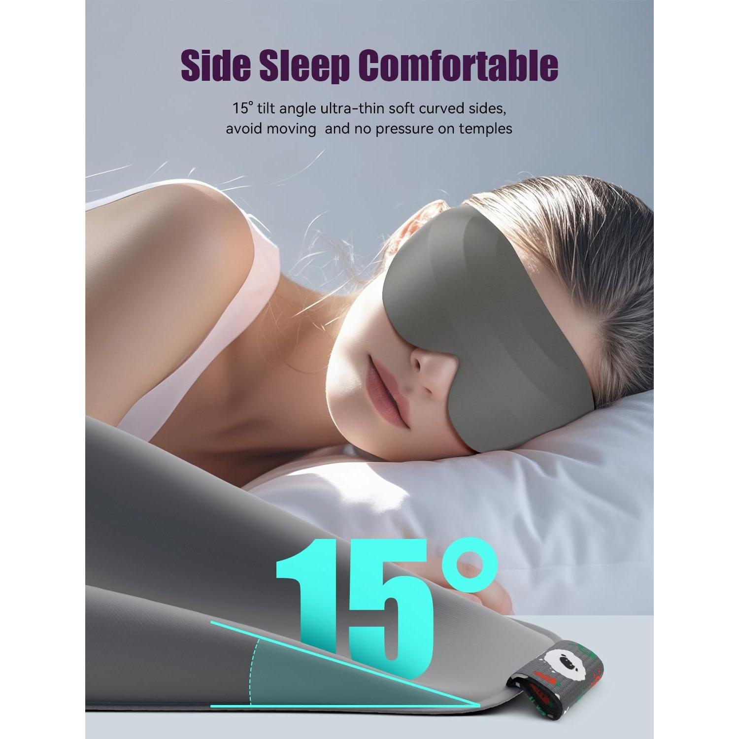 Máscara de Sueño EVA BELLE 3D Bloqueo de Luz Ajustable Gris