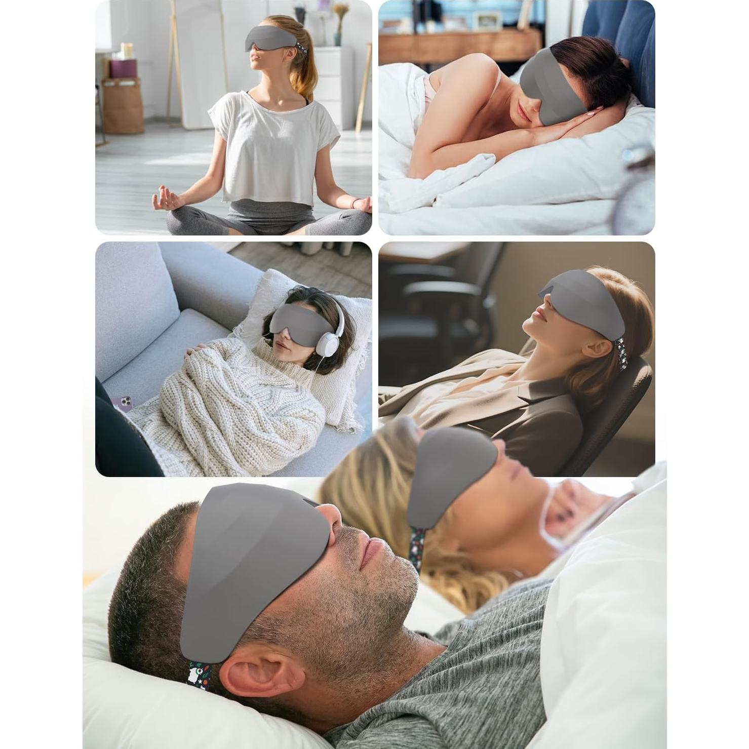 Máscara de Sueño EVA BELLE 3D Bloqueo de Luz Ajustable Gris