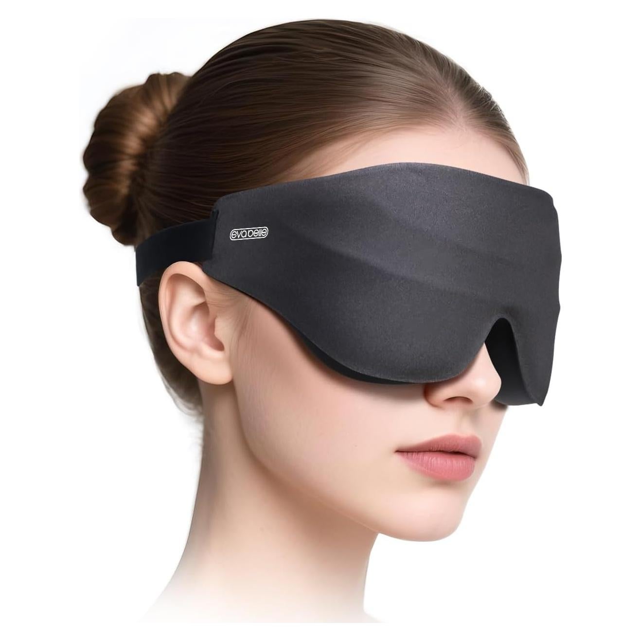 Máscara de Ojos EVA BELLE 3D Bloqueo Luz Ajustable Negra