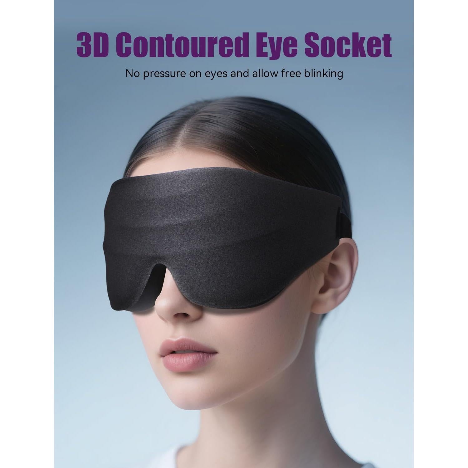 Máscara de Ojos EVA BELLE 3D Bloqueo Luz Ajustable Negra