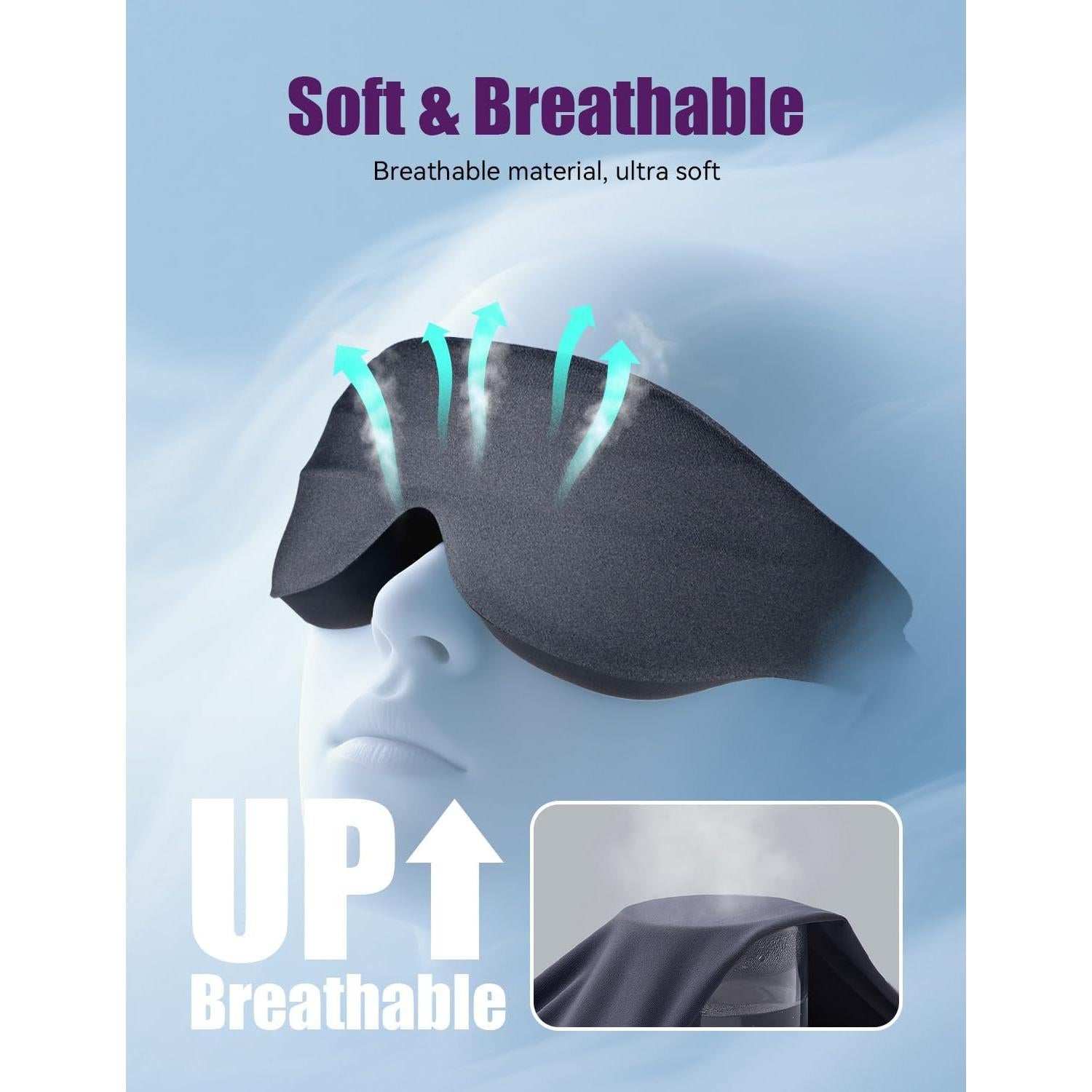 Máscara de Ojos EVA BELLE 3D Bloqueo Luz Ajustable Negra