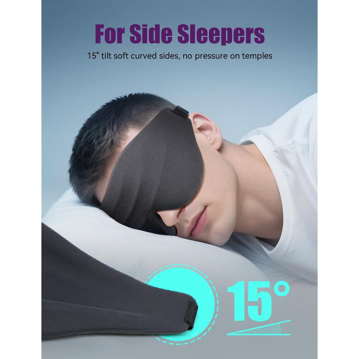 Máscara de Ojos EVA BELLE 3D Bloqueo Luz Ajustable Negra