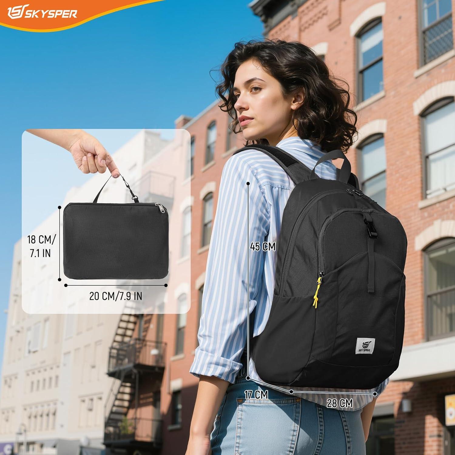 Mochila de Senderismo Plegable SKYSPER 20L Unisex Negra