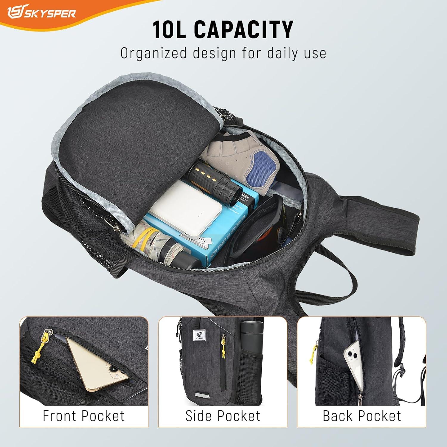 Mochila de Senderismo Plegable SKYSPER 10L Unisex Negra