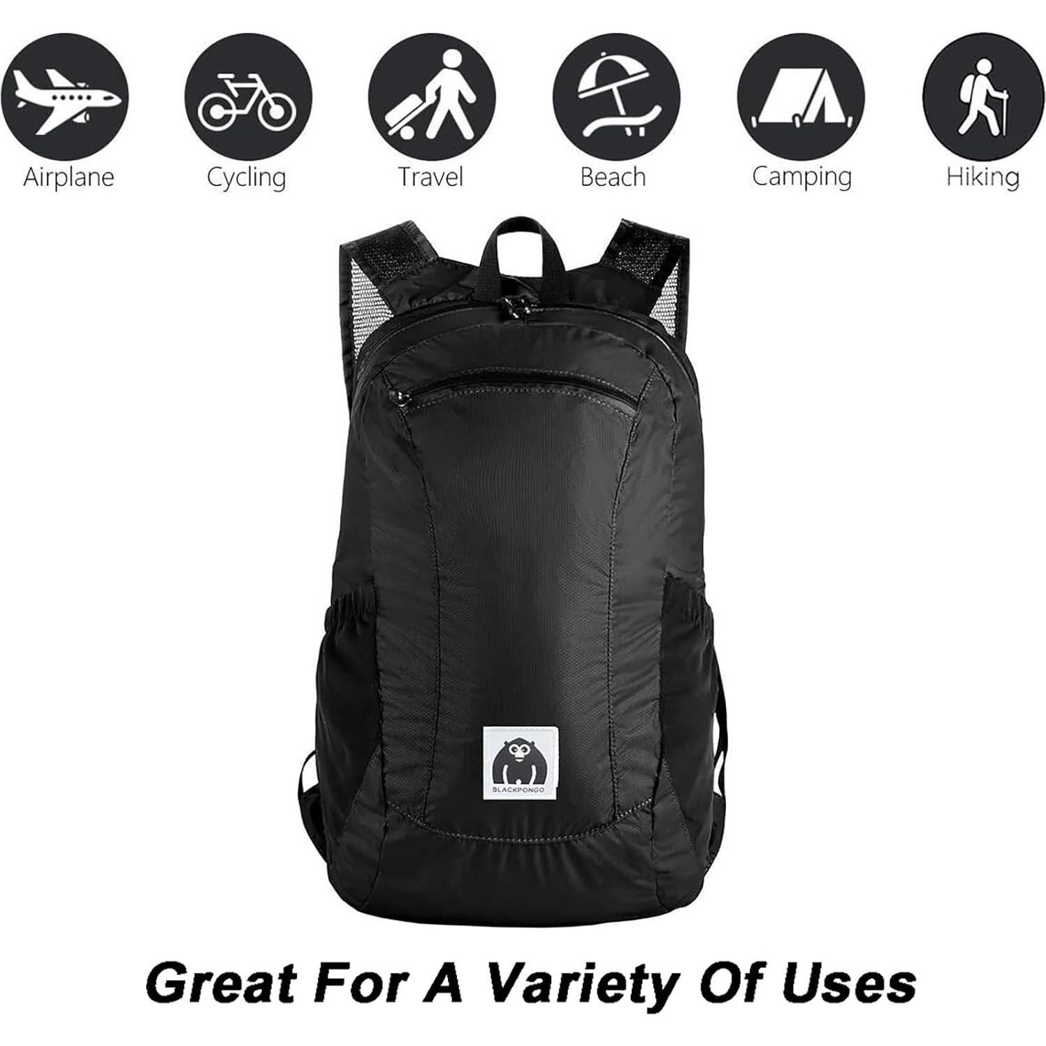 Mochila Plegable 18L Blackpongo Resistente al Agua Negra