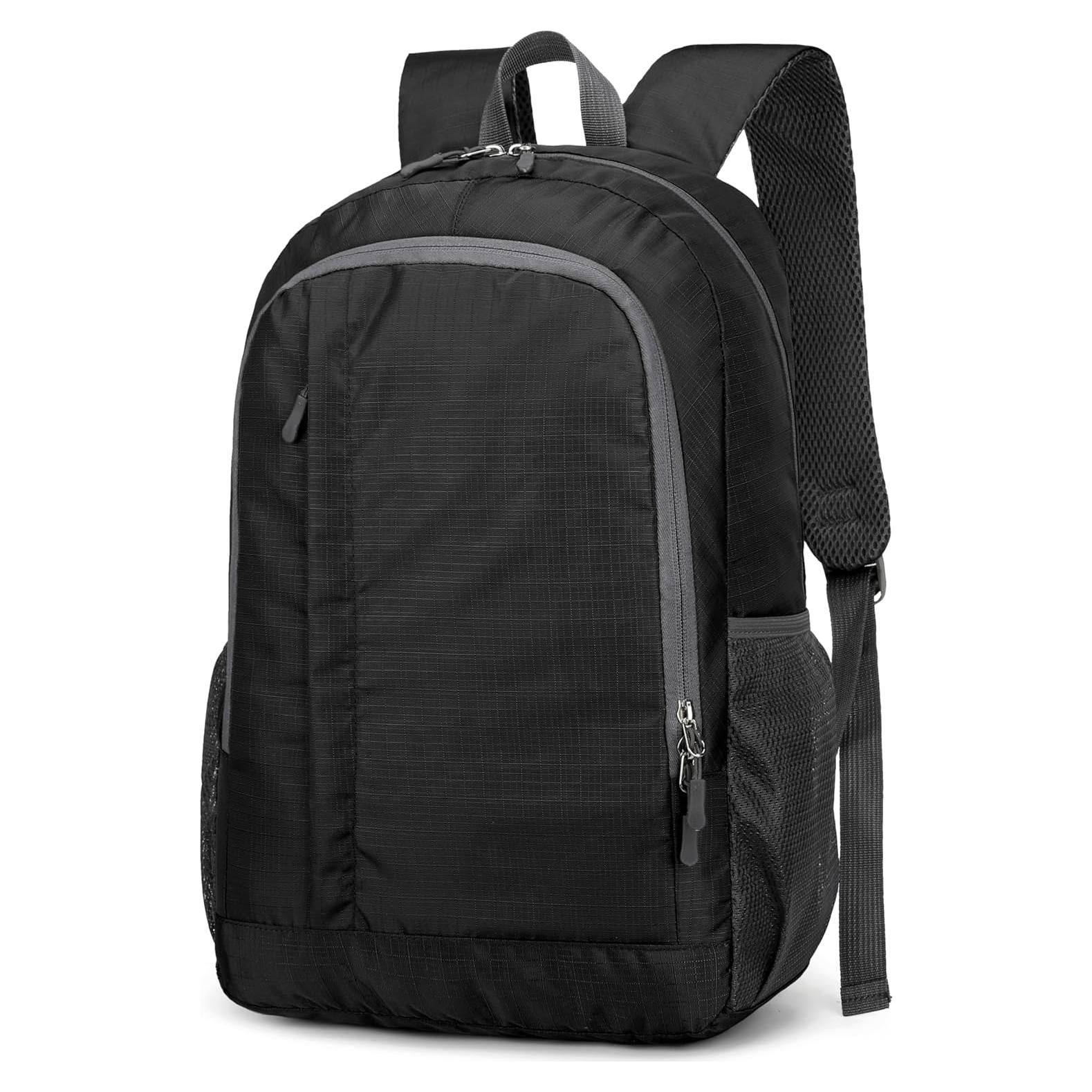 Mochila de Senderismo Plegable 25L Nylon Resistente al Agua Negra