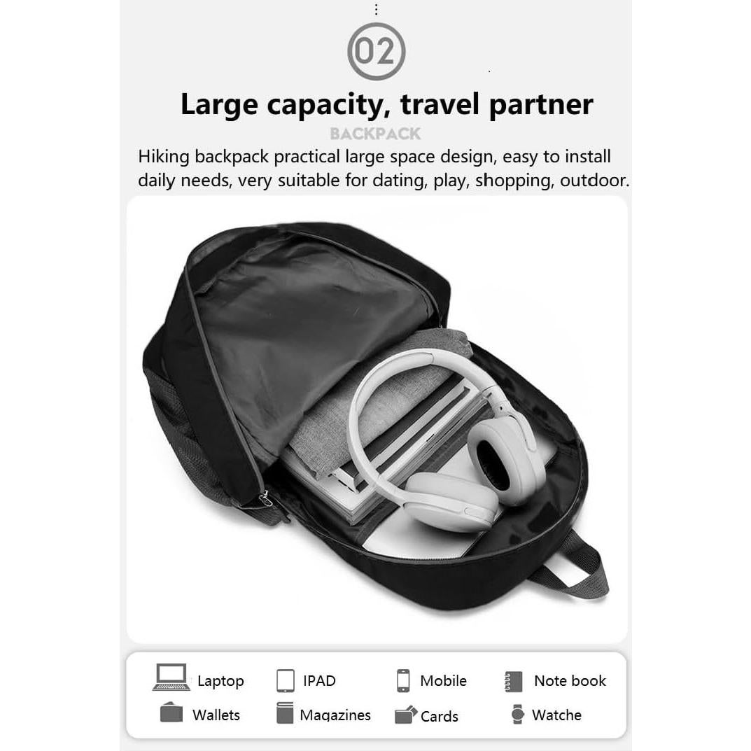 Mochila de Senderismo Plegable 25L Nylon Resistente al Agua Negra