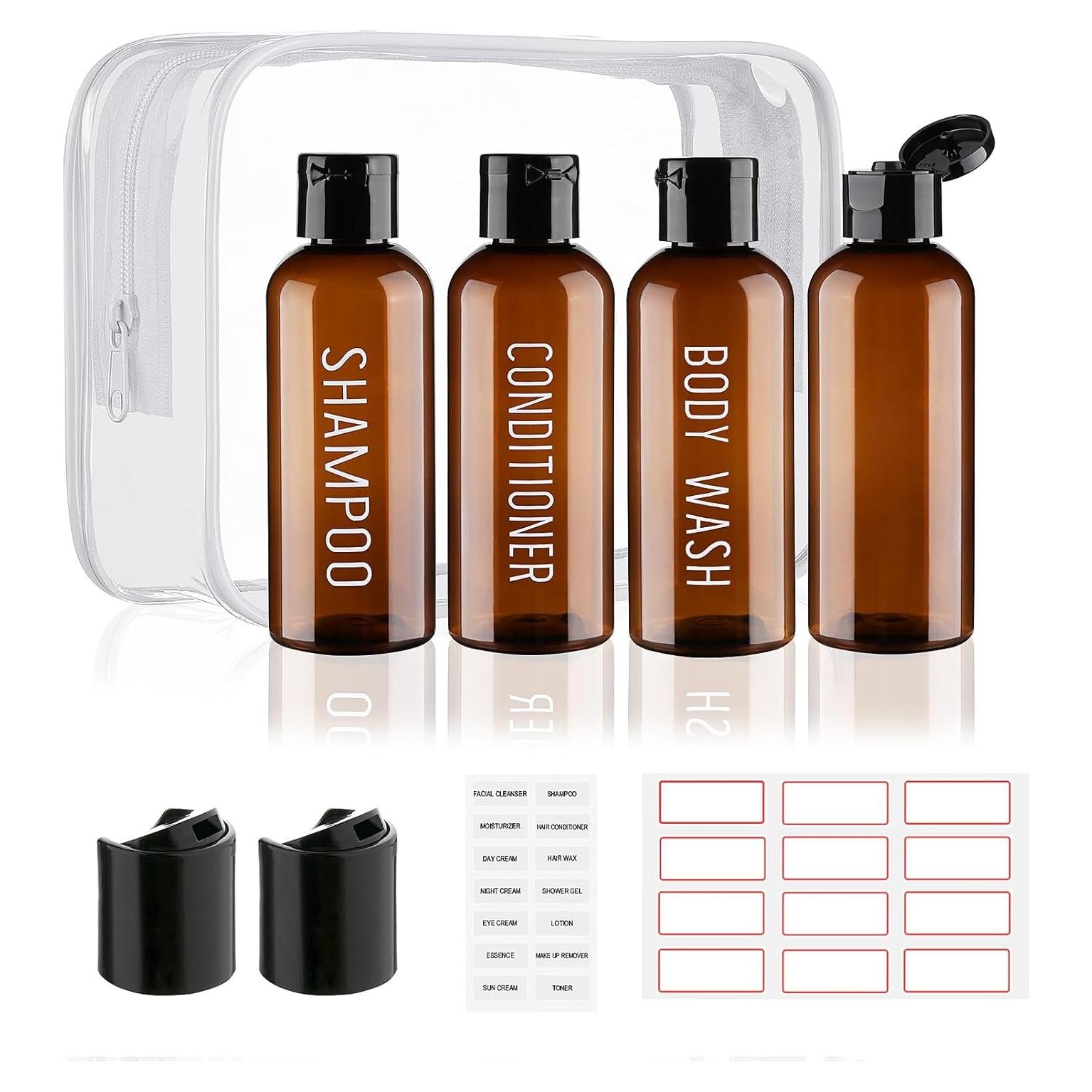 Botellas de Viaje 4 Pack Wowang 100ml Aprobadas por TSA