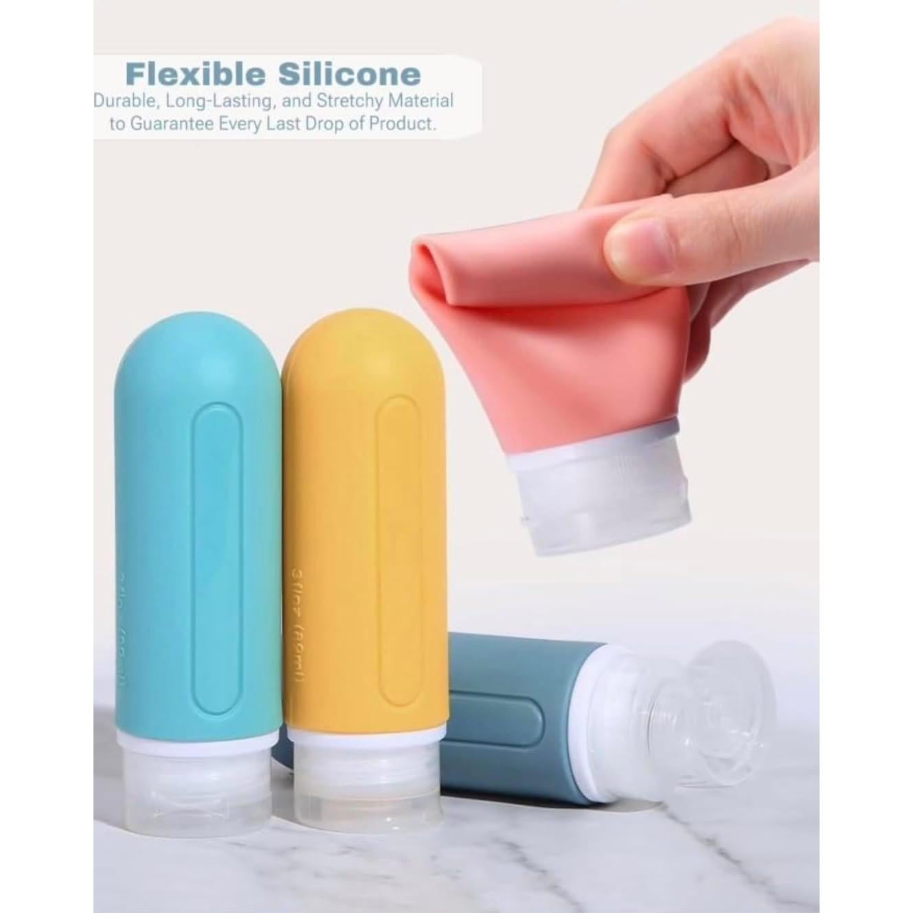 Botellas de Viaje Silicona Genérica 4 Unidades 88.7ml Aprobadas TSA