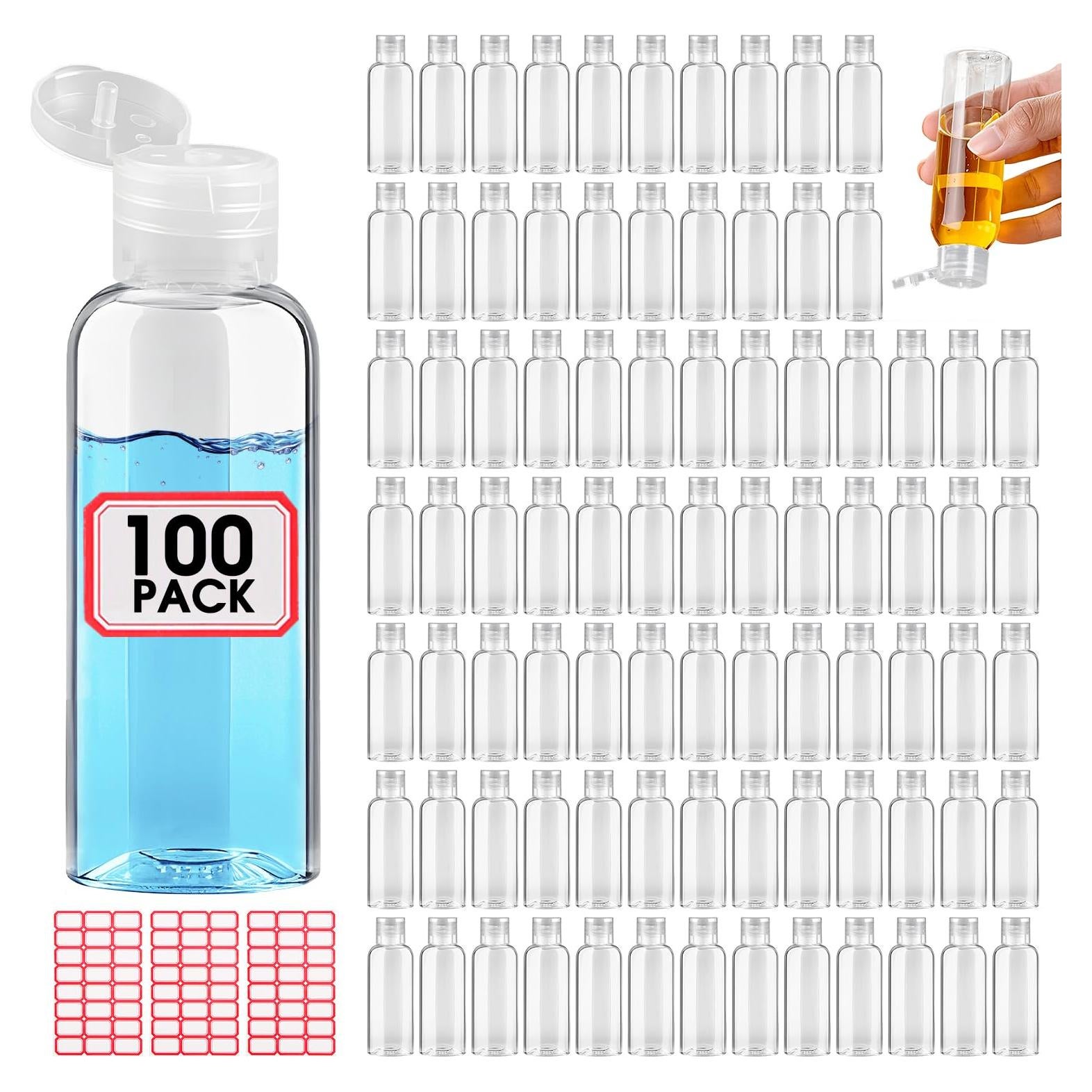 100 Botellas de Viaje 100 ml Plástico Aprobadas por TSA