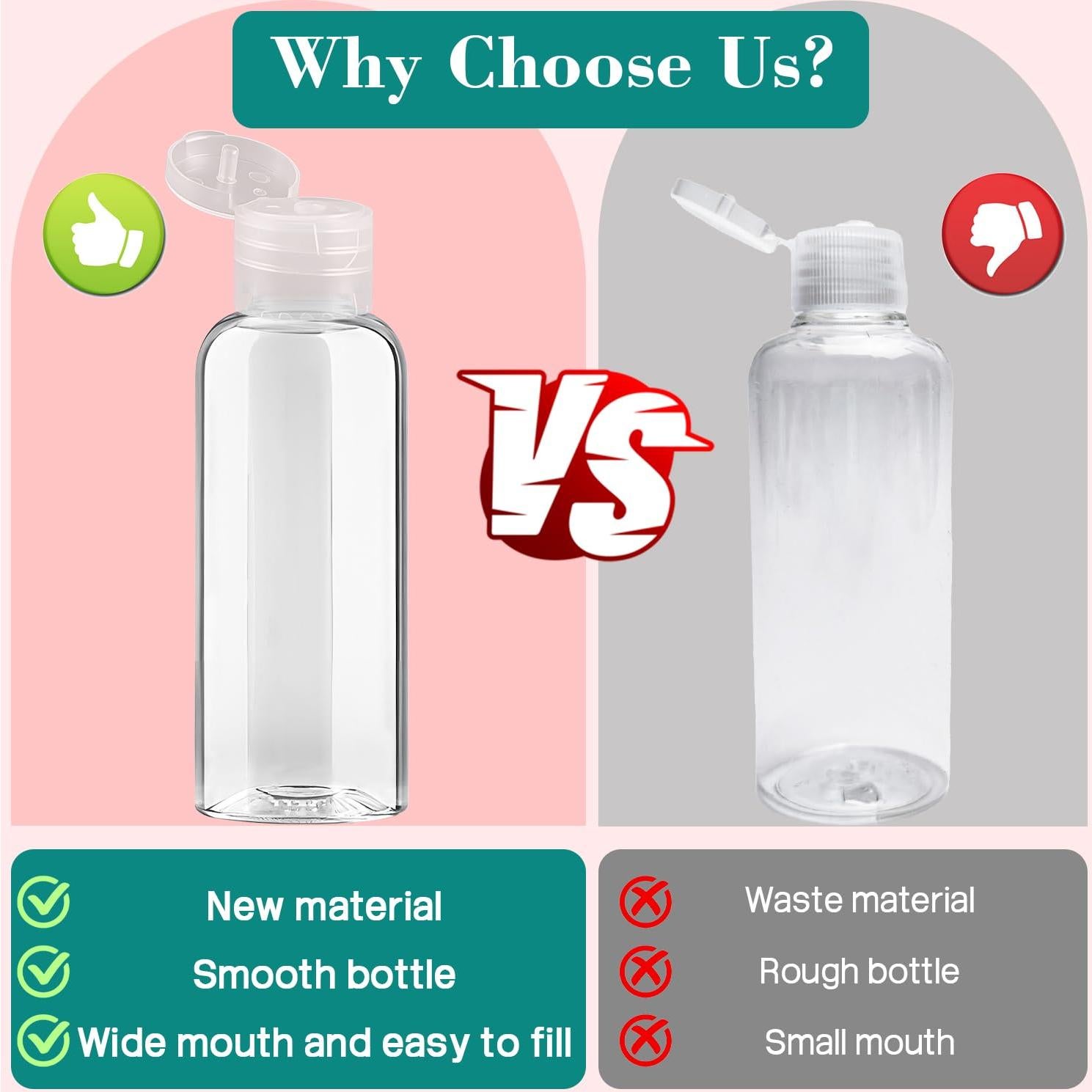 100 Botellas de Viaje 100 ml Plástico Aprobadas por TSA