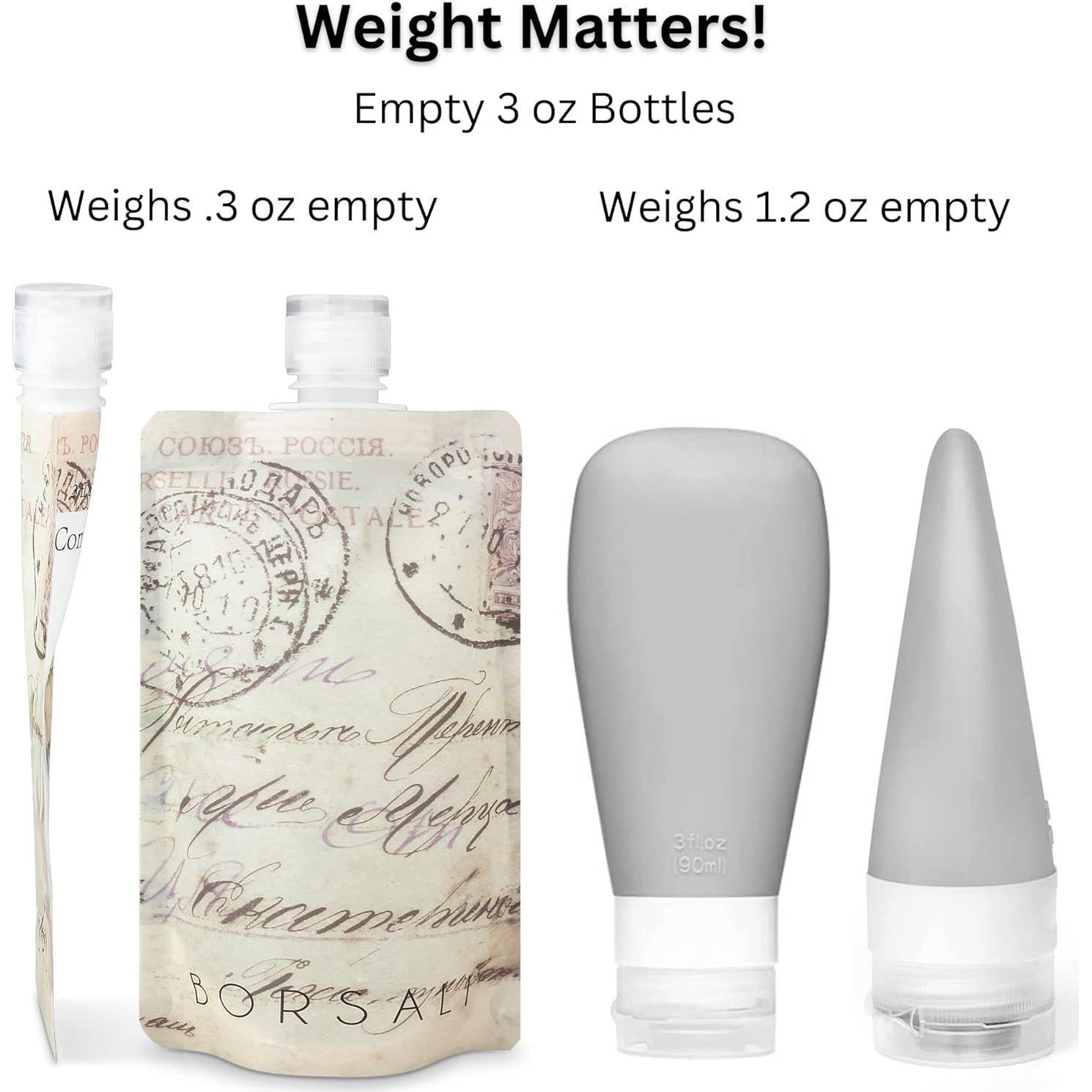 Botellas de Viaje BORSALI 3oz (89ml) Set 18 Piezas TSA