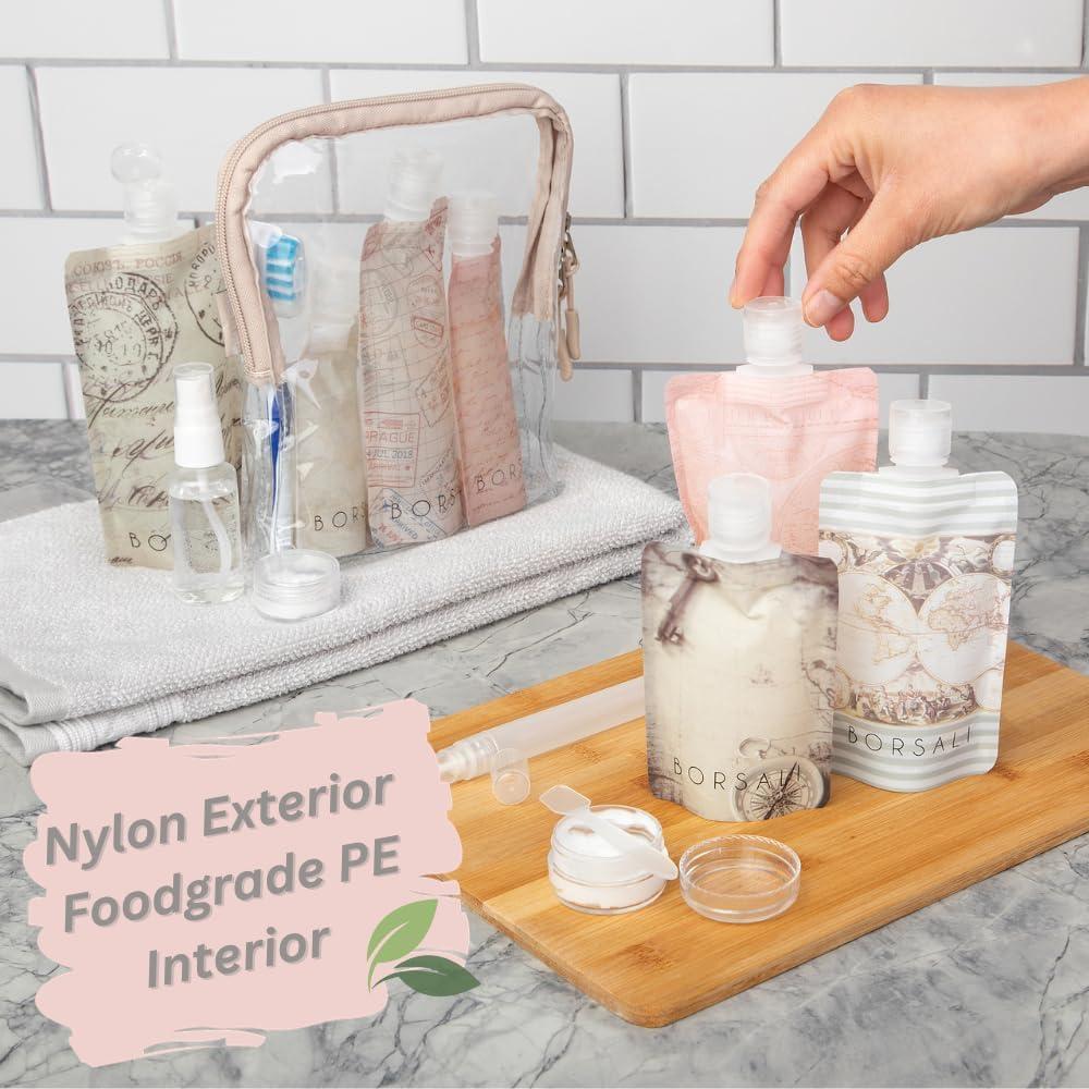 Botellas de Viaje BORSALI 3oz (89ml) Set 18 Piezas TSA