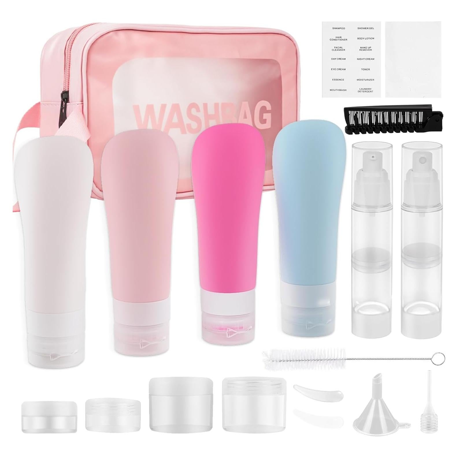 Set de Botellas de Silicona Rosa Helandou 19 Piezas TSA