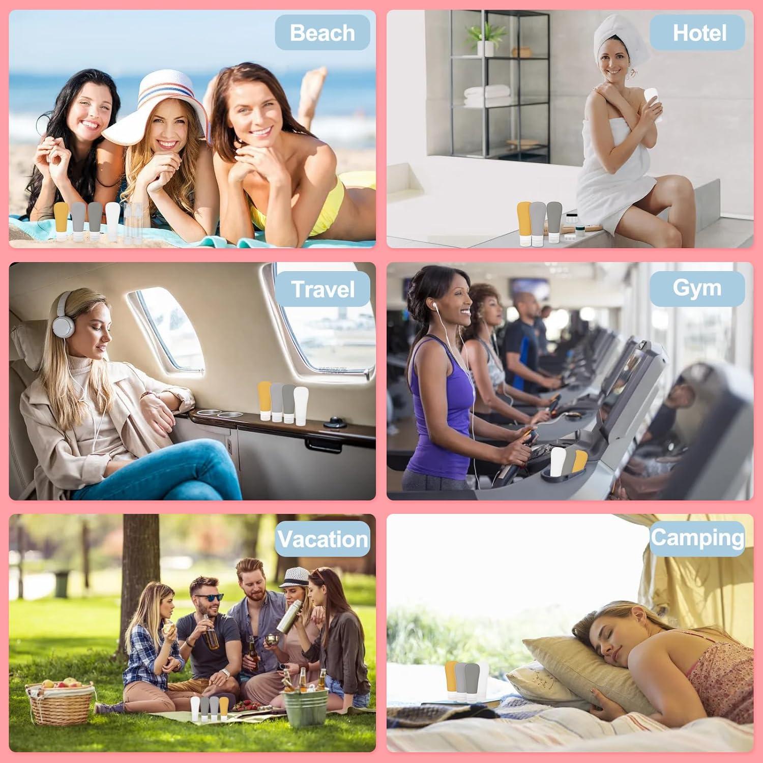 Set de Botellas de Silicona Rosa Helandou 19 Piezas TSA