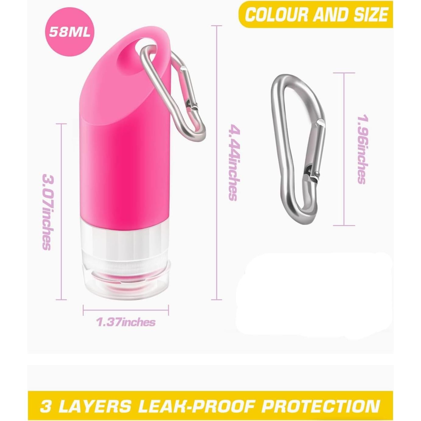 Botellas de Viaje de Silicona KESH STORE 4 Pack 58ml A Prueba de Fugas